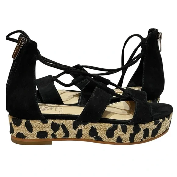 VINCE CAMUTO KELLIA LEOPARD PRINT PLATFORM ESPADRILLE SANDALS SZ 7.5 MED EUC - Picture 6 of 15